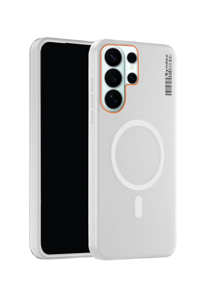 سيندي غطاء هاتف سامسونج جالاكسي S26 ألترا 5G 2026 من سلسلة سيندي، هجين نصف شفاف مع ماجسيف وشحن مغناطيسي، حواف مرتفعة للكاميرا، تصميم أنيق، أبيض (MCMPMN) - Image 1